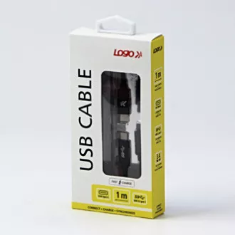 Logo USB kabel (3.2 gen 1), USB C samec - USB C samec, 1m, 5 Gb/s, 5V/3A, černý, box, nylonové opletení, hliníkový kryt konektoru, Logo USB kabel (3.2 gen 1), USB C samec - USB C samec, 1m, 5 Gb/s, 5V/3A, černý, box, nylonové opletení, hliníkový kryt konektoru,