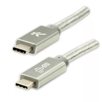 Logo USB kabel (3.2 gen 2), USB C samec - USB C samec, 1m, Power Delivery 100W, 10 Gb/s, 20V/5A, stříbrný, box, nylonové opletení, Logo USB kabel (3.2 gen 2), USB C samec - USB C samec, 1m, Power Delivery 100W, 10 Gb/s, 20V/5A, stříbrný, box, nylonové opletení,