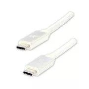 Logo USB kabel (3.2 gen 2), USB C samec - USB C samec, 1m, Power Delivery 100W, 10 Gb/s, 20V/5A, bílý, box, nylonové opletení, hli
