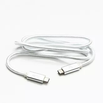 Logo USB kabel (3.2 gen 2), USB C samec - USB C samec, 1m, Power Delivery 100W, 10 Gb/s, 20V/5A, bílý, box, nylonové opletení, hli