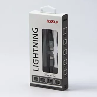Logo USB kabel (2.0), USB C samec - Apple Lightning samec, 1m, MFi certifikace, 5V/3A, stříbrný, box, nylonové opletení, hliníkový