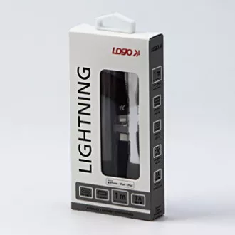 Logo USB kabel (2.0), USB C samec - Apple Lightning samec, 1m, MFi certifikace, 5V/3A, černý, box, nylonové opletení, hliníkový kr