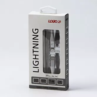 Logo USB kabel (2.0), USB C samec - Apple Lightning samec, 1m, MFi certifikace, 5V/3A, bílý, box, nylonové opletení, hliníkový kry Logo USB kabel (2.0), USB C samec - Apple Lightning samec, 1m, MFi certifikace, 5V/3A, bílý, box, nylonové opletení, hliníkový kry