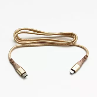 Logo USB kabel (2.0), USB C samec - Apple Lightning samec, 2m, MFi certifikace, 5V/3A, zlatý, box, nylonové opletení, hliníkový kr Logo USB kabel (2.0), USB C samec - Apple Lightning samec, 2m, MFi certifikace, 5V/3A, zlatý, box, nylonové opletení, hliníkový kr