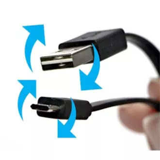 USB kabel (2.0), USB A samec reversible - microUSB samec reversible, 0.3m, plochý, černý, oboustranný, DOPRODEJ USB kabel (2.0), USB A samec reversible - microUSB samec reversible, 0.3m, plochý, černý, oboustranný, DOPRODEJ