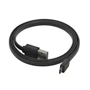 USB kabel (2.0), USB A samec reversible - microUSB samec reversible, 1m, plochý, černý, DOPRODEJ
