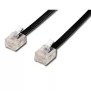 Telefonní kabel 4 žíly, RJ11 samec - RJ11 samec, 6 m, černý, pro ADSL modem, economy, DOPRODEJ