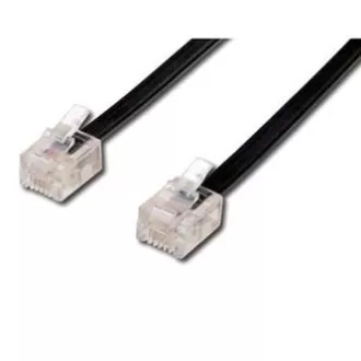 Telefonní kabel 4 žíly, RJ11 samec - RJ11 samec, 6 m, černý, pro ADSL modem, economy, DOPRODEJ