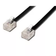 Telefonní kabel 4 žíly, RJ11 samec - RJ11 samec, 15 m, černý, pro ADSL modem, economy, DOPRODEJ