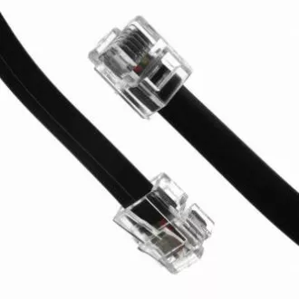 Telefonní kabel 4 žíly, RJ11 samec - RJ11 samec, 15 m, černý, pro ADSL modem, economy, DOPRODEJ Telefonní kabel 4 žíly, RJ11 samec - RJ11 samec, 15 m, černý, pro ADSL modem, economy, DOPRODEJ