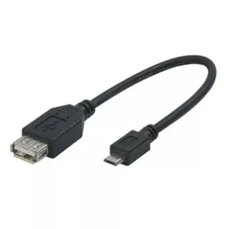 Logo USB kabel (2.0), microUSB samec - USB A samice, 0.2m, OTG, černý, DOPRODEJ Logo USB kabel (2.0), microUSB samec - USB A samice, 0.2m, OTG, černý, DOPRODEJ