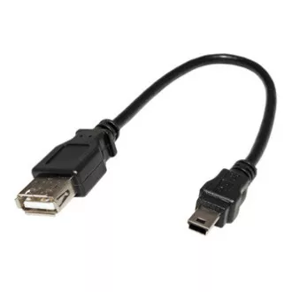 USB kabel (2.0), miniUSB samec - USB A samice, 0.2m, černý, DOPRODEJ
