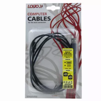 Logo USB kabel (2.0), USB A samec - miniUSB samec, 1.8m, černý, blistr, DOPRODEJ Logo USB kabel (2.0), USB A samec - miniUSB samec, 1.8m, černý, blistr, DOPRODEJ