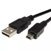 USB kabel (2.0), USB A samec - miniUSB samec, 3m, černý, DOPRODEJ