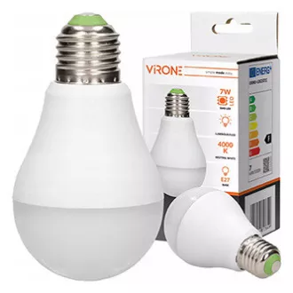 LED žárovka Virone E27, 220-240V, 7W, 825lm, 4000k, neutrální bílá, 25000h, se senzorem pohybu LED žárovka Virone E27, 220-240V, 7W, 825lm, 4000k, neutrální bílá, 25000h, se senzorem pohybu
