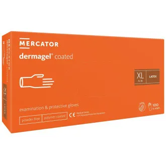DERMAGEL COATED - Latexové nepudrované rukavice tělové, vnitřní vrstva polymer, 100 ks DERMAGEL COATED - Latexové nepudrované rukavice tělové, vnitřní vrstva polymer, 100 ks