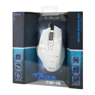 E-blue Mazer Myš drátová, bílá, 2500DPI
