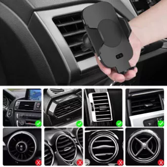 Držák mobilu do auta, s bezdrátovým nabíjením, motorické uchycení, senzor pohybu, Qi, černá Držák mobilu do auta, s bezdrátovým nabíjením, motorické uchycení, senzor pohybu, Qi, černá