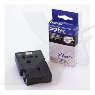 Brother originální páska do tiskárny štítků, Brother, TC-201, černý tisk/bílý podklad, laminovaná, 7.7m, 12mm