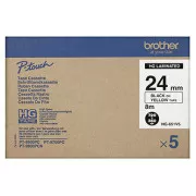 Brother originální páska do tiskárny štítků, Brother, HGE-651, černý tisk/žlutý podklad, 8m, 24mm, 5 ks v balení, cena za balení