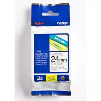 Brother originální páska do tiskárny štítků, Brother, TZE-151, černý tisk/průsvitný podklad, laminovaná, 8m, 24mm Brother originální páska do tiskárny štítků, Brother, TZE-151, černý tisk/průsvitný podklad, laminovaná, 8m, 24mm