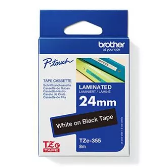 Brother originální páska do tiskárny štítků, Brother, TZE-355, bílý tisk/černý podklad, laminovaná, 8m, 24mm Brother originální páska do tiskárny štítků, Brother, TZE-355, bílý tisk/černý podklad, laminovaná, 8m, 24mm