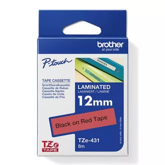 Brother originální páska do tiskárny štítků, Brother, TZE-431, černý tisk/červený podklad, laminovaná, 8m, 12mm Brother originální páska do tiskárny štítků, Brother, TZE-431, černý tisk/červený podklad, laminovaná, 8m, 12mm