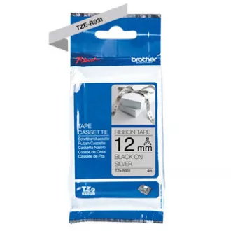 Brother originální páska do tiskárny štítků, Brother, TZE-R931, černý tisk/stříbrný podklad, textilní, 4m, 12mm Brother originální páska do tiskárny štítků, Brother, TZE-R931, černý tisk/stříbrný podklad, textilní, 4m, 12mm