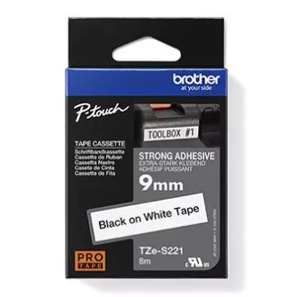 Brother originální páska do tiskárny štítků, Brother, TZE-S221, černý tisk/bílý podklad, laminovaná, 8m, 9mm, extrémně adhezivní Brother originální páska do tiskárny štítků, Brother, TZE-S221, černý tisk/bílý podklad, laminovaná, 8m, 9mm, extrémně adhezivní