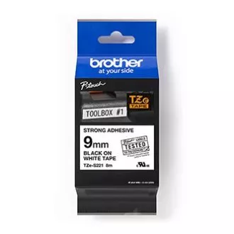 Brother originální páska do tiskárny štítků, Brother, TZE-S221, černý tisk/bílý podklad, laminovaná, 8m, 9mm, extrémně adhezivní Brother originální páska do tiskárny štítků, Brother, TZE-S221, černý tisk/bílý podklad, laminovaná, 8m, 9mm, extrémně adhezivní