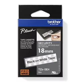Brother originální páska do tiskárny štítků, Brother, TZE-SE4, černý tisk/bílý podklad, laminovaná, 8m, 18mm, plombovací Brother originální páska do tiskárny štítků, Brother, TZE-SE4, černý tisk/bílý podklad, laminovaná, 8m, 18mm, plombovací