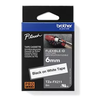Brother originální páska do tiskárny štítků, Brother, TZE-FX211, černý tisk/bílý podklad, laminovaná, 8m, 6mm, flexibilní Brother originální páska do tiskárny štítků, Brother, TZE-FX211, černý tisk/bílý podklad, laminovaná, 8m, 6mm, flexibilní
