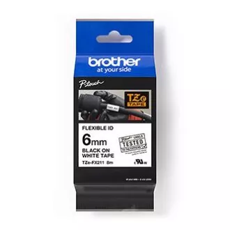 Brother originální páska do tiskárny štítků, Brother, TZE-FX211, černý tisk/bílý podklad, laminovaná, 8m, 6mm, flexibilní Brother originální páska do tiskárny štítků, Brother, TZE-FX211, černý tisk/bílý podklad, laminovaná, 8m, 6mm, flexibilní
