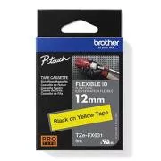 Brother originální páska do tiskárny štítků, Brother, TZE-FX631, černý tisk/žlutý podklad, laminovaná, 8m, 12mm, flexibilní
