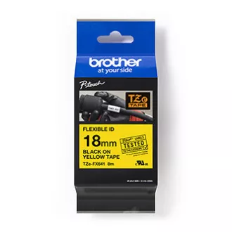 Brother originální páska do tiskárny štítků, Brother, TZE-FX641, černý tisk/žlutý podklad, laminovaná, 8m, 18mm, flexibilní Brother originální páska do tiskárny štítků, Brother, TZE-FX641, černý tisk/žlutý podklad, laminovaná, 8m, 18mm, flexibilní