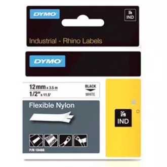 Dymo originální páska do tiskárny štítků, Dymo, 18488, černý tisk/bílý podklad, 3.5m, 12mm, RHINO nylonová flexibilní Dymo originální páska do tiskárny štítků, Dymo, 18488, černý tisk/bílý podklad, 3.5m, 12mm, RHINO nylonová flexibilní
