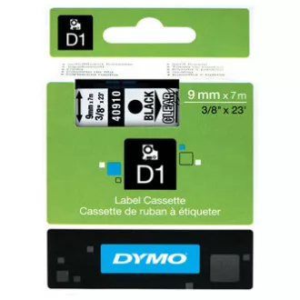 Dymo originální páska do tiskárny štítků, Dymo, 40910, S0720670, černý tisk/transparentní podklad, 7m, 9mm, D1 Dymo originální páska do tiskárny štítků, Dymo, 40910, S0720670, černý tisk/transparentní podklad, 7m, 9mm, D1