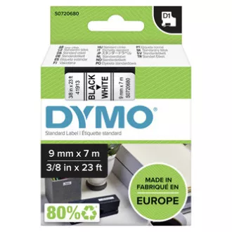Dymo originální páska do tiskárny štítků, Dymo, 40913, S0720680, černý tisk/bílý podklad, 7m, 9mm, D1 Dymo originální páska do tiskárny štítků, Dymo, 40913, S0720680, černý tisk/bílý podklad, 7m, 9mm, D1