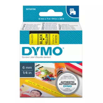 Dymo originální páska do tiskárny štítků, Dymo, 43618, S0720790, černý tisk/žlutý podklad, 7m, 6mm, D1 Dymo originální páska do tiskárny štítků, Dymo, 43618, S0720790, černý tisk/žlutý podklad, 7m, 6mm, D1