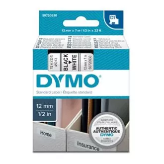 Dymo originální páska do tiskárny štítků, Dymo, 45013, S0720530, černý tisk/bílý podklad, 7m, 12mm, D1 Dymo originální páska do tiskárny štítků, Dymo, 45013, S0720530, černý tisk/bílý podklad, 7m, 12mm, D1