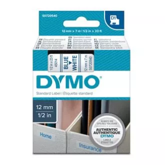 Dymo originální páska do tiskárny štítků, Dymo, 45014, S0720540, modrý tisk/bílý podklad, 7m, 12mm, D1 Dymo originální páska do tiskárny štítků, Dymo, 45014, S0720540, modrý tisk/bílý podklad, 7m, 12mm, D1