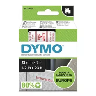 Dymo originální páska do tiskárny štítků, Dymo, 45015, S0720550, červený tisk/bílý podklad, 7m, 12mm, D1 Dymo originální páska do tiskárny štítků, Dymo, 45015, S0720550, červený tisk/bílý podklad, 7m, 12mm, D1
