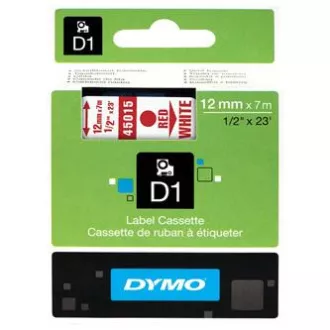 Dymo originální páska do tiskárny štítků, Dymo, 45015, S0720550, červený tisk/bílý podklad, 7m, 12mm, D1 Dymo originální páska do tiskárny štítků, Dymo, 45015, S0720550, červený tisk/bílý podklad, 7m, 12mm, D1