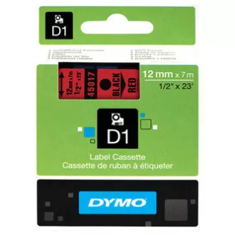 Dymo originální páska do tiskárny štítků, Dymo, 45017, S0720570, černý tisk/červený podklad, 7m, 12mm, D1