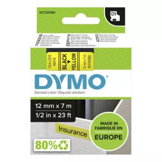 Dymo originální páska do tiskárny štítků, Dymo, 45018, S0720580, černý tisk/žlutý podklad, 7m, 12mm, D1 Dymo originální páska do tiskárny štítků, Dymo, 45018, S0720580, černý tisk/žlutý podklad, 7m, 12mm, D1