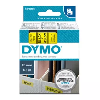 Dymo originální páska do tiskárny štítků, Dymo, 45018, S0720580, černý tisk/žlutý podklad, 7m, 12mm, D1 Dymo originální páska do tiskárny štítků, Dymo, 45018, S0720580, černý tisk/žlutý podklad, 7m, 12mm, D1