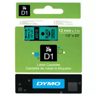 Dymo originální páska do tiskárny štítků, Dymo, 45019, S0720590, černý tisk/zelený podklad, 7m, 12mm, D1