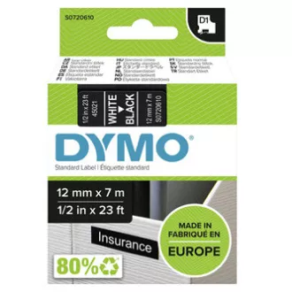 Dymo originální páska do tiskárny štítků, Dymo, 45021, S0720610, bílý tisk/černý podklad, 7m, 12mm, D1 Dymo originální páska do tiskárny štítků, Dymo, 45021, S0720610, bílý tisk/černý podklad, 7m, 12mm, D1