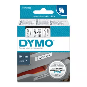 Dymo originální páska do tiskárny štítků, Dymo, 45803, S0720830, černý tisk/bílý podklad, 7m, 19mm, D1 Dymo originální páska do tiskárny štítků, Dymo, 45803, S0720830, černý tisk/bílý podklad, 7m, 19mm, D1
