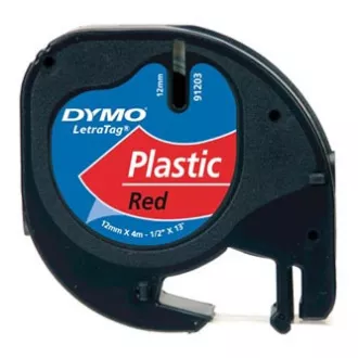 Dymo originální páska do tiskárny štítků, Dymo, 91203, S0721630, černý tisk/červený podklad, 4m, 12mm, LetraTag plastová páska Dymo originální páska do tiskárny štítků, Dymo, 91203, S0721630, černý tisk/červený podklad, 4m, 12mm, LetraTag plastová páska